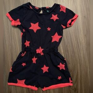 Dip Toddler Girls Starry Black and Red  Short Romper size 2T